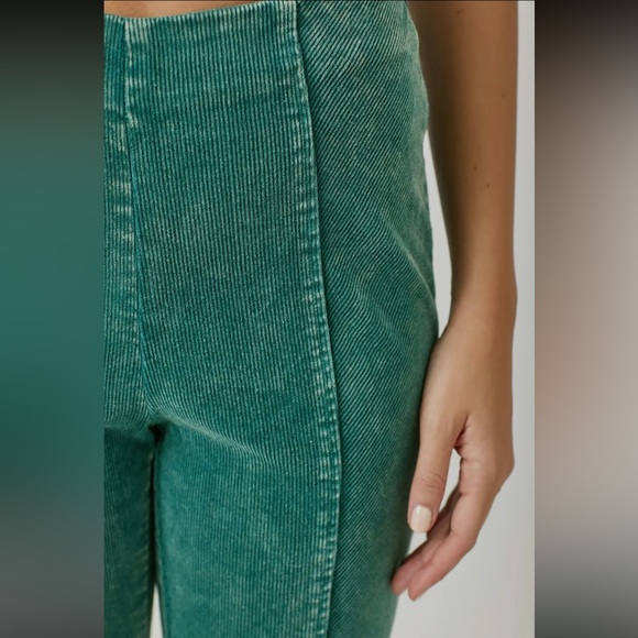 355. Flare Corduroy Pant Washed Vintage Green Side Zip NEW Item NWT S, M, L - Picture 2 of 8